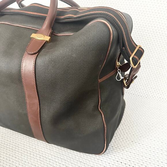 Dunhill Authentic Vintage Brown Grey Coated Canvas Weekender Bag Plaid Lining - Picture 6 of 14